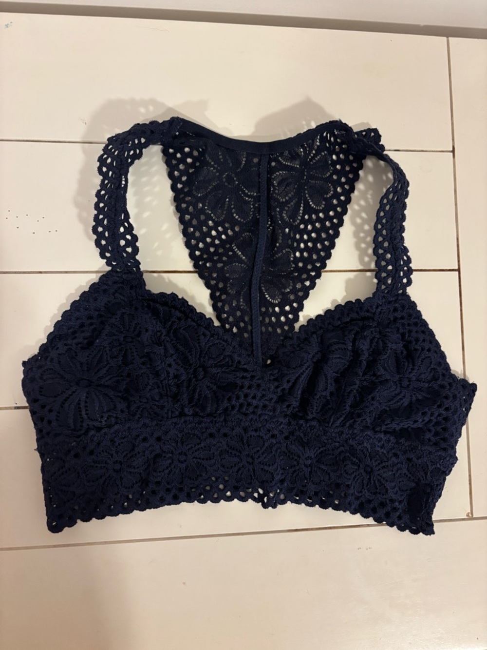 aerie Navy Crochet Racerback Bralette